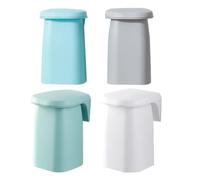 Tofficu Magnetic Toothbrush Cup Holder Set 4pcs Wall-mounted Non-marking Toothbrush Cups with Toothpaste Container for Bathroom Storage in Green Blue White and Grey