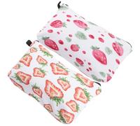 Tofficu Makeup Case with Bag Polyester 2pcs Print Travel Strawberry Portable Cosmetic Organizer and Wear-Resistant and Fade-Resistant Zipper for Lipstick Cosmetics