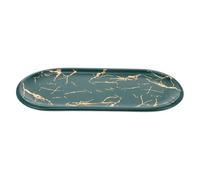 Tofficu Marbled Ceramic Serving Plate, Green Sushi and Steak Dish | Elegant Gold Vein Tray for Desserts, Appetisers, Jewellery Display and Table Décor, 26.5 x 12 cm