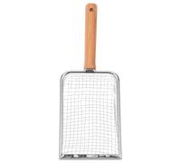 Tofficu Metal Cat Litter Scoop with Wood Handle Mesh Sifter 5x5mm Sand Scoop for Reptile Dirt and Cat Waste Cleaning in Litter Box