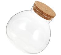 Tofficu Microlandscape Glass Terrarium Bottle with Cork Seal, 10x11cm Spherical Ecological DIY Succulent Plant Container for Desktop Garden and Home Decoration