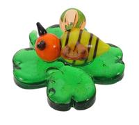 Tofficu Mini Hand Blown Glass Ladybug on Clover Desk Figurine | Green Translucent Collectible, Realistic Insect Style, St Patrick's Day Accent, Office Paperweight