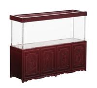 Tofficu Mini Red Ming Style Fish Tank Wood Acrylic Tropical Fish Tank Model Desk Decor