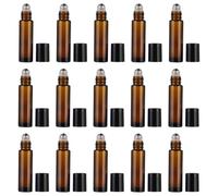 Tofficu Ml Glass Perfume Roller Bottles Refillable Essential Oil Containers 20pcs with Black Plastic Cap for Storing Cosmetic Liquids and Perfume, for Travel and Daily Use