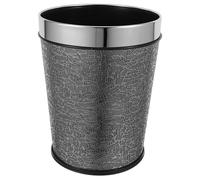 Tofficu Modern Round PU Leather Trash Bin Small Size for Home Studio Bathroom and Hotel Elegant Garbage Storage