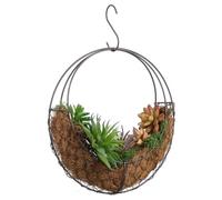 Tofficu Moon Shape Wreath Frame, Metal Outdoor Hanging Basket, Iron Wire Hanging Plant Succulent Pot for Garden Wall S Shape Flower Holder Wedding Home Cafe Decor Indoor