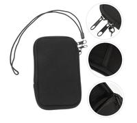 Tofficu Neoprene Phone Sleeve with Zippered Closure Lightweight Protective Pouch for Smartphones Portable Travel Cell Phone Pouch with Lanyard Strap for Women Daily Use and Small Item Black