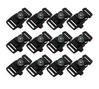 Tofficu Paracord Survival Buckles Quick Release Strap Buckle Replacement 12pcs with Built-in Compass and Whistle Universal 20mm Fit for Camping Trip and Hiking Outdoor Emergency