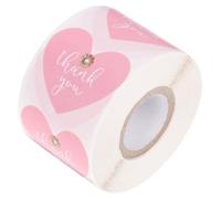 Tofficu Pink Heart Thank You Envelope Labels Self Adhesive Stickers for Packing Sealing Organizing Coated Material for Business Home Party Use