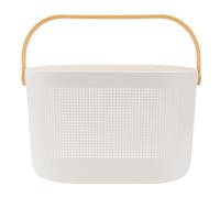Tofficu Portable Handheld Toiletries Basket Hollow-out Plastic Bath Storage Basket for Washroom Storage Lemon Yellow