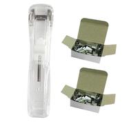 Tofficu Portable Stapler Paper Clip Dispenser with Reusable Clips Lightweight Compact Binding Tool for Office Documents Reports Presentations Random Color