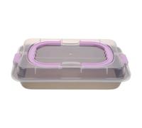 Tofficu Rectangular Baking Pan Non Stick Baking Sheet Carbon Steel Pp Material Smooth Edges Sturdy Design Cake Pan for Dinners and Storage Use