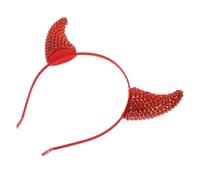 Tofficu Rhinestone Devil Horn Headband for Halloween Party, Comfortable Red Cow Horn Hairband with Embedded Rhinestones and Unique Sparkling Design for Cosplay