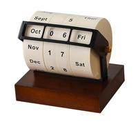 Tofficu Rotary Perpetual Calendar Wheel for Desk Clear Date Display with Easy to Use Rotating Design Elegant Metal Engraved Office Decor for School and Home Organization