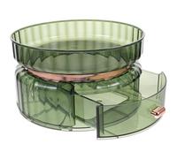Tofficu Rotating Makeup Storage Organizer 360° Acrylic Cosmetic Display Case Double Layer Desktop Holder for Skincare Lipstick Makeup Storage in Emerald Green for Home Vanity