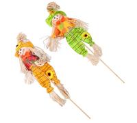 Tofficu Scarecrow Decoration with Doll Face Image Lightweight Oxford Cloth 2pcs for Thanksgiving Day Home and Spooky Haunted House Party Prop Decor