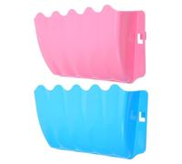 Tofficu Small Animal External Grass Frames 2pcs, Blue and Pink Rabbit Feeder Racks with Hanging Design for Indoor Hutch, Sturdy Plastic Grass Containers for Bunny and Small Pets Feeding