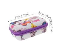 Tofficu Small Camera Case Portable Carrying Bag with Mesh Pockets for Digital Accessories Compact Camera Bag with Purple Zipper and White Butterfly Print Organizer for USB Cables