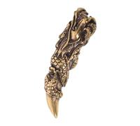 Tofficu Solid Brass Dragon Head Tooth Ornament, Classical Chinese Mythology Figurine for Feng Shui Desk Decoration, Antique Brass Dragon Sculpture with Good Fortune Meaning