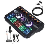 Tofficu Sound Card Microphone Mixer Set Professional Audio Interface with Voice Changer and Noise Reduction for Live Streaming Gaming Podcast Recording Compatible with PC Laptop and Phone