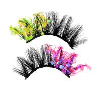Tofficu Sparkling Glow the Dark Plastic Fake Eyelashes for Party and Celebration, Colourful Glitter Cluster Lashes for Dramatic Eye Makeup