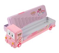 Tofficu Stationery Box Large Capacity Pencil Case School Multi Cute Big Pencil Case Fancy Stationary Color Holder Cartoon Compartments Creative Iron Pink