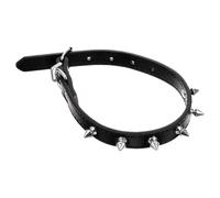 Tofficu Sturdy Rivet Studded Dog Collar Small 1.5cm Black Leather Puppy Collar with Adjustable Buckle for Training and Walking