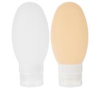 Tofficu Travel Bottles Silicone 2 Pack 100Ml Refillable Squeeze Containers with Suction Cups for Shampoo Body Wash Travel Toiletries