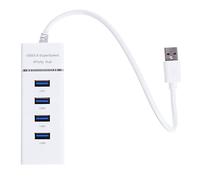 Tofficu USB 3.0 Hub Splitter, 4 Port Multi Adapter, Plastic Abs Compact Plug and Play Data Transfer for Laptop Keyboard, White Cable Adapter,