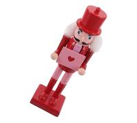 Tofficu Valentine’s Day Wooden Nutcracker with Pink Heart Pattern, 10-inch Festive Desktop Mantel Decor, Creative Valentine’s Day Shelf Ornament for Holiday Tables