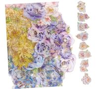 Tofficu Vintage Floral DIY Stickers Pet Foil Flower Decals Per Pack for Scrapbooking Diary Decoration Notebook Crafting Self Adhesive Retro Flower Stickers for Journals and Gifts