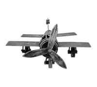 Tofficu Vintage Metal Airplane Model for Adults with Stand Office Decor | Detailed Craftsmanship, Black Iron Finish, Shelf Ornament, Aviation Fans and Collectors, Artistic Atmosphere
