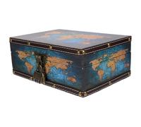 Tofficu Vintage Trinket Box Wooden Jewelry Case with Lock, Map Small