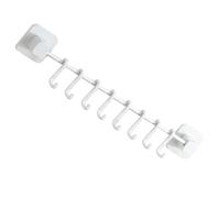 Tofficu Wall Mounted Kitchen Rail Rack with 8 No-Drill Removable Hooks, White Multifunctional Utensil Organizer for Kitchen and Bathroom Storage