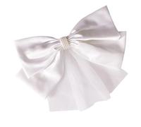 Tofficu White Bow Headband Hair Clip, Fluffy Shape and Comfortable to Wear Textile Hair Band Accessory, for Wedding, Party Decoration and Entertainment Makeup