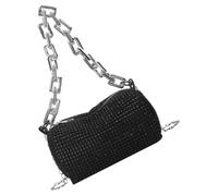 Tofficu Women Glitter Evening Crossbody Bag for Wedding Prom Events | PU and Polyester Build, Rhinestone Acrylic Detailing, Black Finish, Shoulder or Crossbody Wear