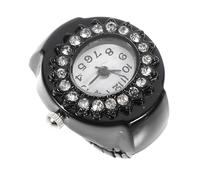 Tofficu Women Ring Watch Black Quartz Glass Decorative Jewellery