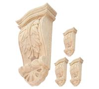 Tofficu Wood Carved Corbels 4Pcs 5X11X2.5Cm European Style Solid Wood Decorative Corner Trim for Cabinet Applique and Living Room Decoration