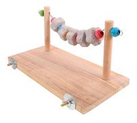 Tofficu Wooden Bird Perch Stand with Chewable Lava Blocks and Platform Swing, Natural Wood Cage Parakeet and Chinchilla Training Toy for Small Birds and Rodents
