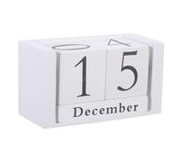 Tofficu Wooden Block Desk Calendar Stable Natural Wood Perpetual Desktop Date Month Display Compact Practical Reusable for Home Office Gift