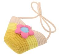 Tofficu Woven Flower Bucket Bag Pu Cotton Rattan Crossbody Design Versatile Use Boho Style Cute Beach Bags for Little Seaside Play