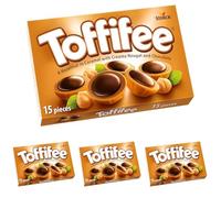 Toffifee Chewy Nougat Caramel Cups With Hazelnut & Smooth Chocolate Treats, Sweet and Nutty Caramel Perfection, 15 Pieces (Pack of 4)