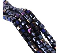 TOFIMA 3mm /4mm/ 6mm/ 8mm /10mm Cube Square Faceted Czech Crystal Glass Loose Crafts Beads Wholesale Lot For Jewelry Making DIY (Color : Black AB, Size : 8mm 30pcs)