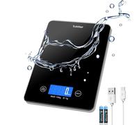 Tofitter Digital Kitchen Scales Large Food Scales -15kg/33lb Capacity, USB Rechargeable & Battery Operated, 1g/0.1oz Precision, 6 Units, Easy-Clean Glass Platform- for Cooking & Baking & Meal Prep