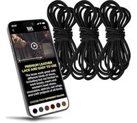 TOFL 108” Leather Boot Laces | Genuine North American Cowhide | Flat 9/64" Thick, Durable for Work & Hiking Boots, Black, 3 Pairs