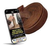 TOFL Genuine Top-Grain Leather Strap | 72 Inches Long | 3/4 Inch Wide | 1/8 Inch Thick (7-8 oz) | 1 Leather Strip for DIY Arts & Craft Projects, Clothing, Jewelry, Wrapping | Medium Brown