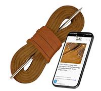 TOFL Leather Boat Shoe Lacing Kit - 45 Inch Leather Shoelaces for Boat Shoes, 1 Needle & 2 Strips [1 Pair], Tan, 45 inches