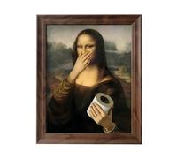 ToFlagify Mona Lisa Funny Bathroom Posters Wall Art Decor Cool Meme Retro Vintage Canvas Posters Pictures Prints Signs Restroom Toilet Room Framed 11x14 Inches