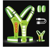 TOFLANTUR LED Reflective Running Gear Vest, High Visibility Lights for Runners Safety, USB-C Rechargeable Adjustable Light Up Chest for Night Walking Jogging