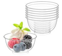 TOFLEN 100ct 2 oz Mini Plastic Dessert Cups, Clear Reusable Tiny Small Party Serving Bowls for Appetizers, Dips, Desserts, Mini Round Hors D'oeuvres Plates